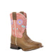 Kid's Cowgirl Daisy Brown Square Toe Leather Sole Boot
