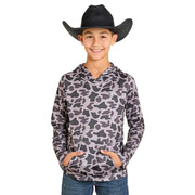 Boy's Grey Camo Performance Mesh Hoodie