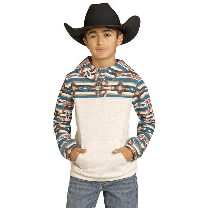 Boy's Natural Color Block Hoodie
