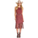 Women's Wine Microsuede Fringe Dress