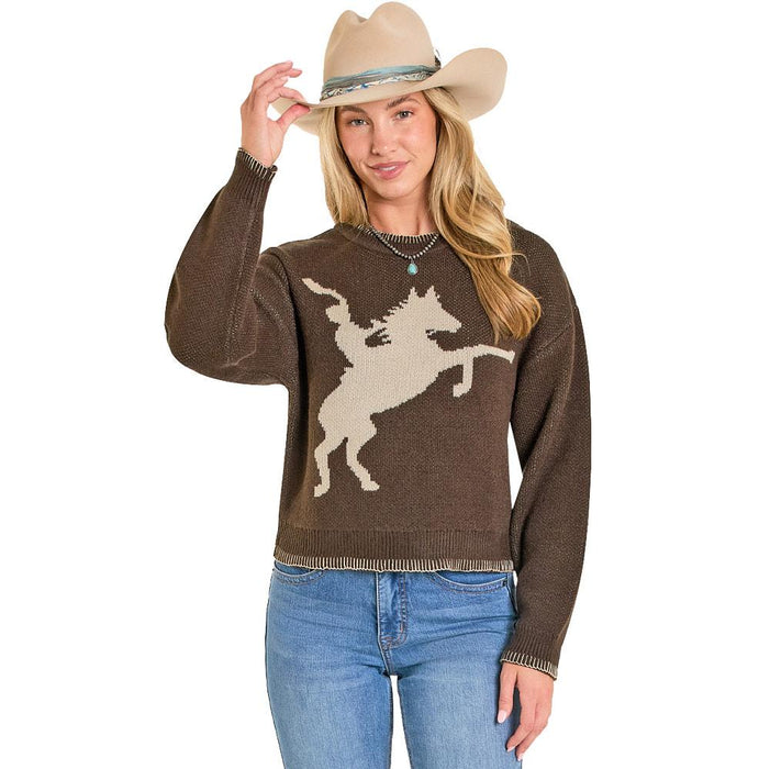 Women's Dark Brown Horse Rider Sweater