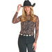 Women's Brown Leopard Mesh Top