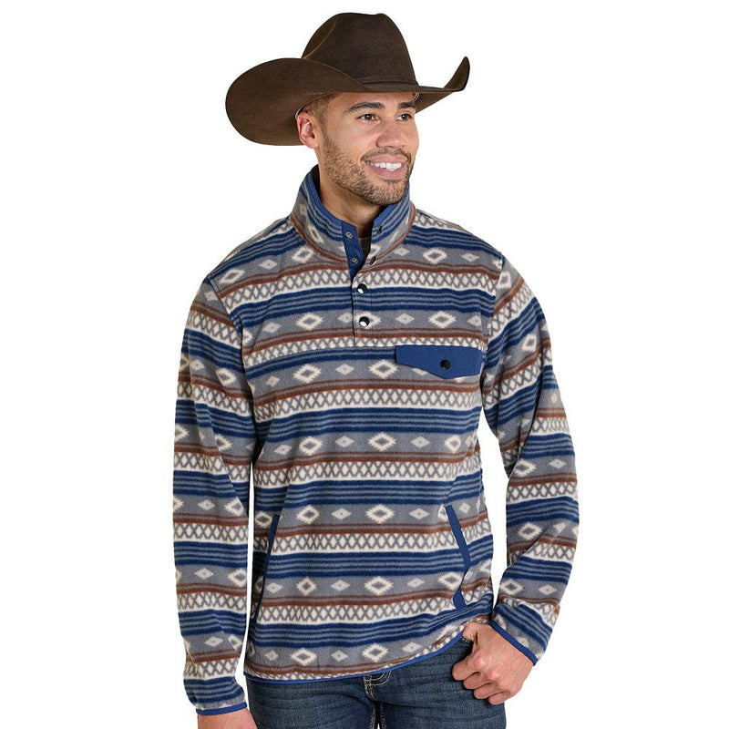 Men's Grey Aztec Fleece Pullover
