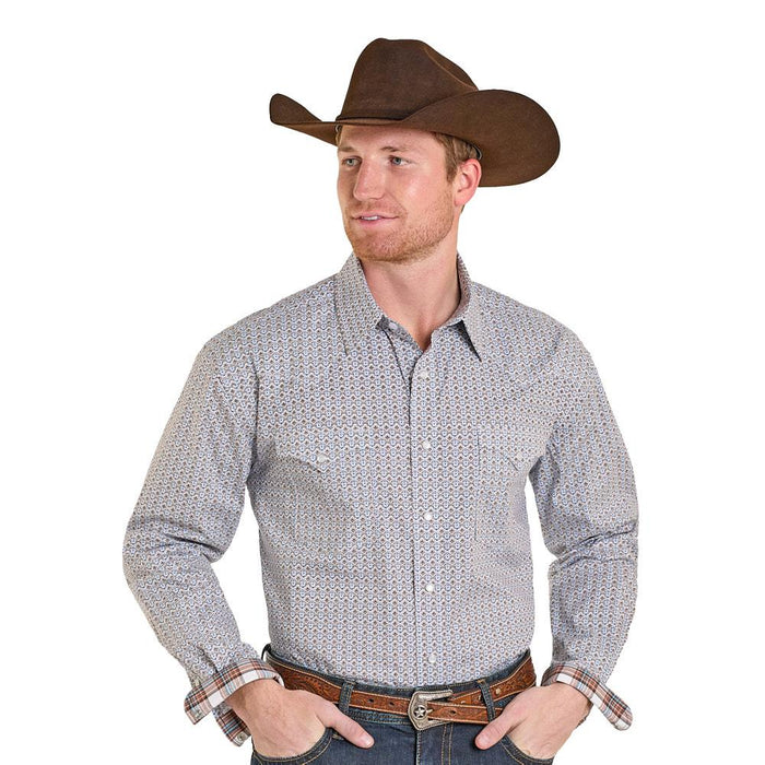 Men's Khaki Geometric Print Shirt