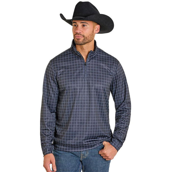 Men's Black Checkered Performance Pullover