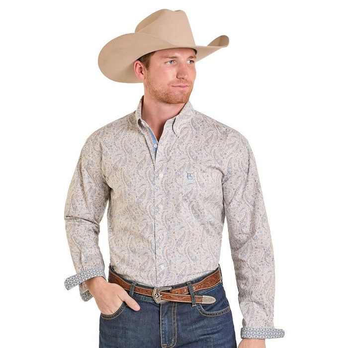 Men's Beige Floral Paisley Shirt