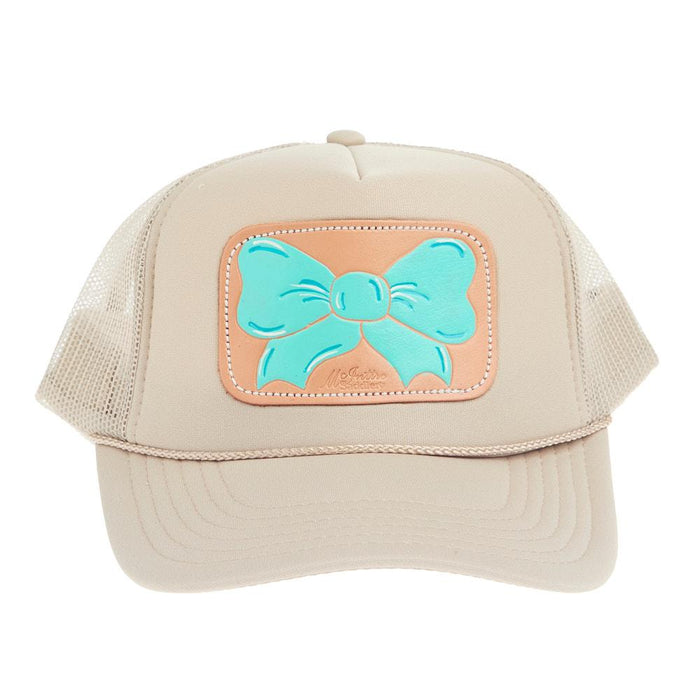 Turquoise Bow Cream Foam Cap