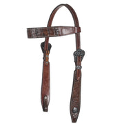 Brown Genuine Gator Overlay Browband Headstall