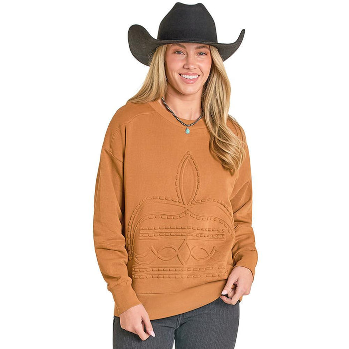 Women's Embossed Brass Boot Stitch Sweater