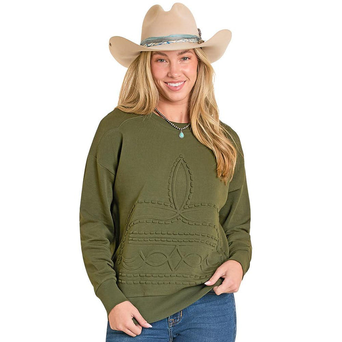 Women's Hunter Green Boot Stitch Sweater