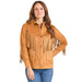 Women's Camel Microsuede Fringe Jacket