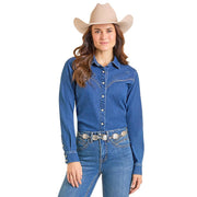 Women's Retro Denim Embroidered Shirt