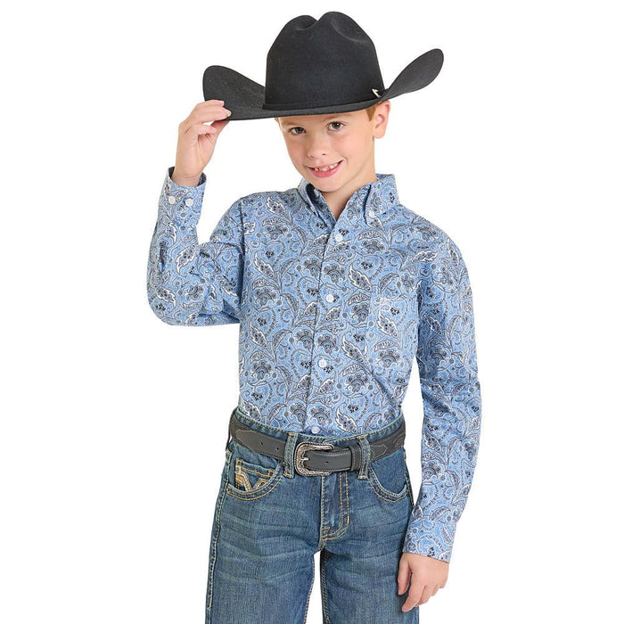 Boy's Blue Paisley Print Shirt