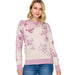 Women's Lavender Flower Jacquard Sweater