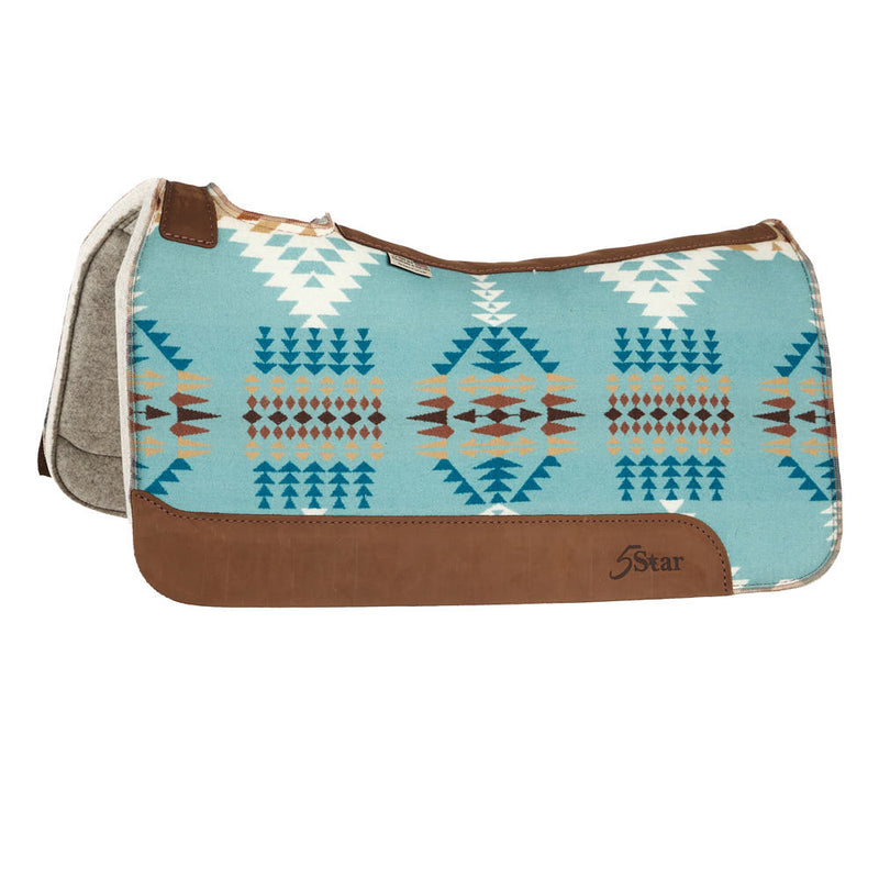 1in Natural Roper Aqua Aztec Felt Saddle Pad