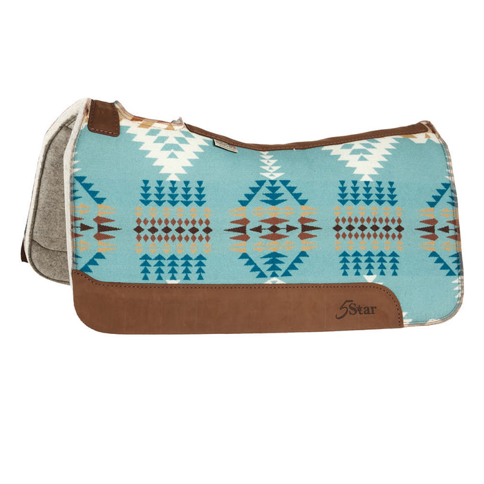 1in Natural Roper Aqua Aztec Felt Saddle Pad