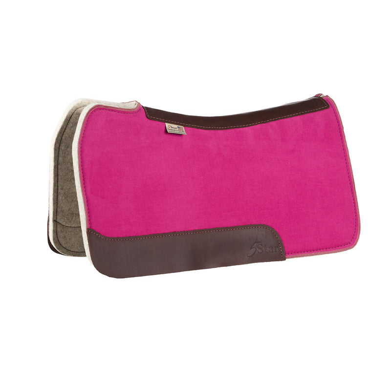 3/4in Natural Flex Fit Barrel Racer Fucshia Pink Suede Top Saddle Pad