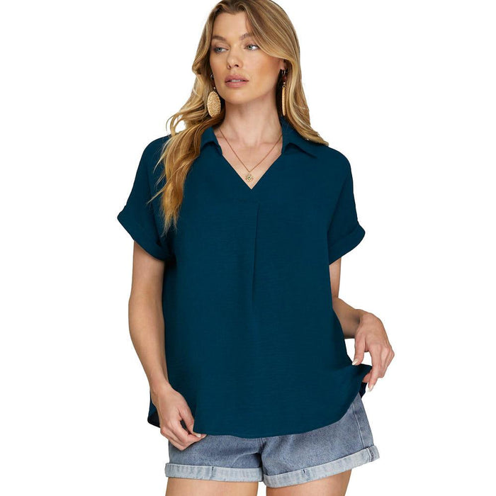 Women's Teal Drop Shoulder Top