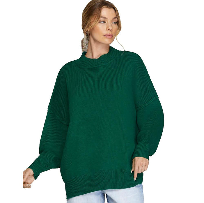 Women's Sea Green Drop Shoulder Sweater