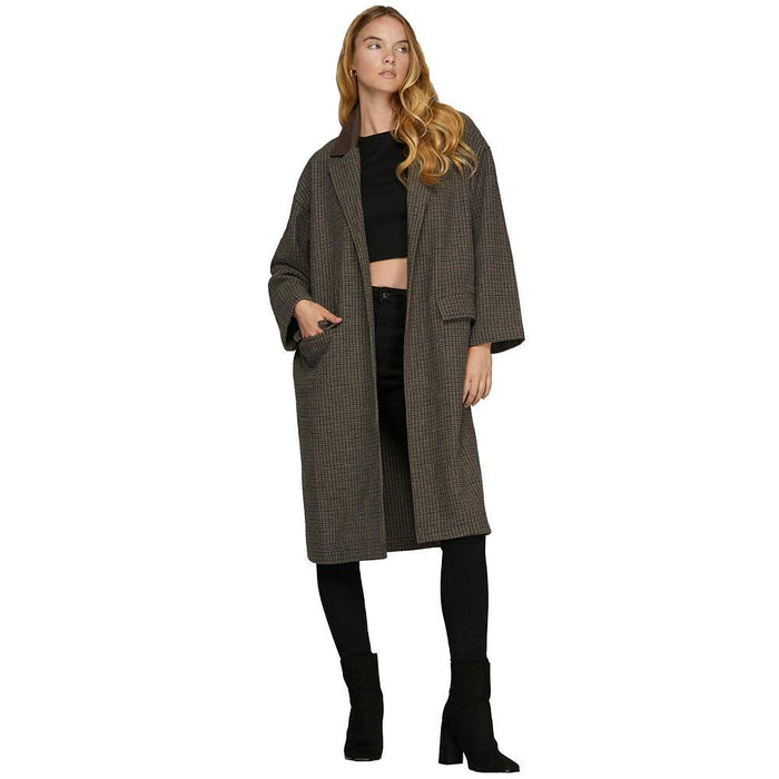 Women's Grey Oversized Check Coat