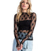 Women's Black Sheer Lace Top