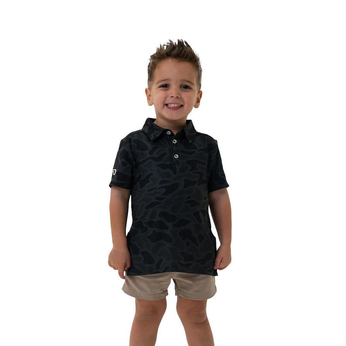 Youth Black Camo Polo
