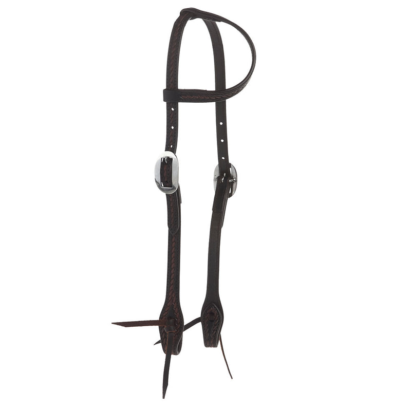 Heavy Oiled Rope Tooled 5/8in Single Ear Headstall