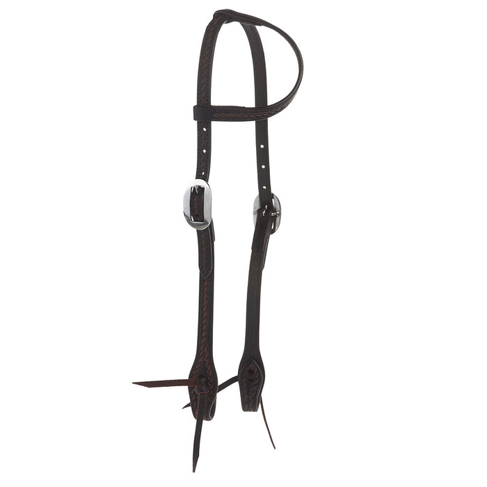 Heavy Oiled Rope Tooled 5/8in Single Ear Headstall