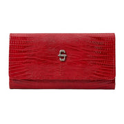 Red Genuine Lizard Embossed Leather Wallet