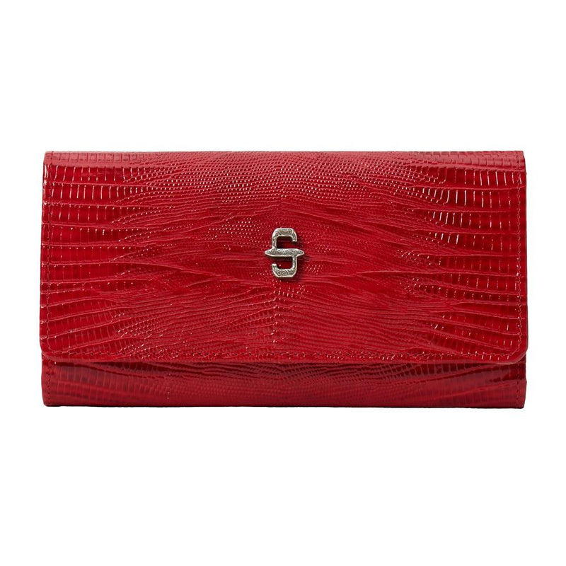 Red Genuine Lizard Embossed Leather Wallet