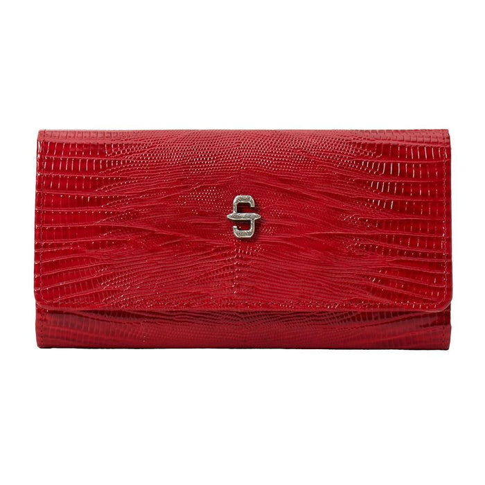 Red Genuine Lizard Embossed Leather Wallet