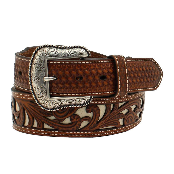 Men's Floral Pierced Double Stitch Belt
