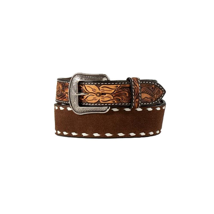 Men's Hand Tooled Roughout 3D Chocolate Belt