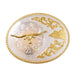 Large Oval Boxed Gold Longhorn Silver Belt Buckle