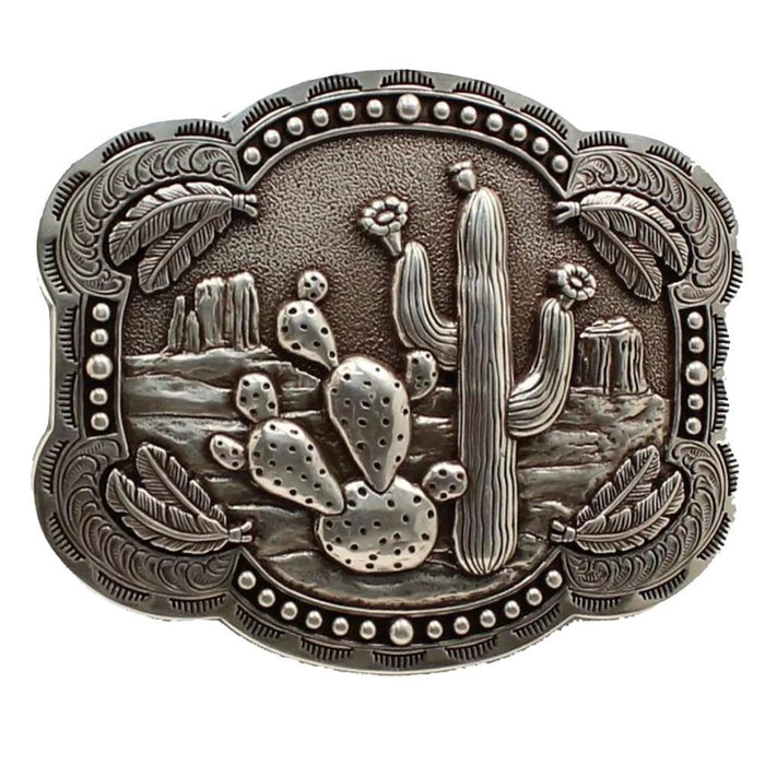 Desert Cactus and Feathers Rectangle Belt Buckle