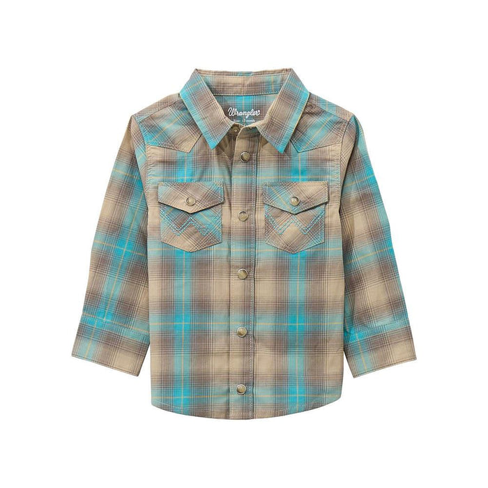 Little Boy's Tan Long Sleeve Snap Shirt