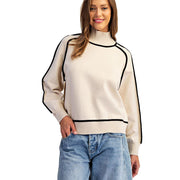 Women's Sand Contrast Stitch Sweater