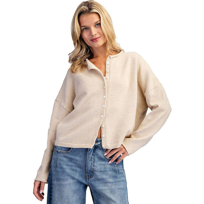 Women's Solid Button Down Cardigan
