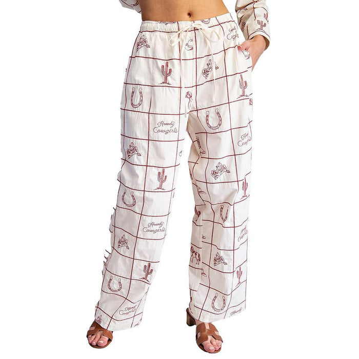Women's Cherry Wood Western Print Pants
