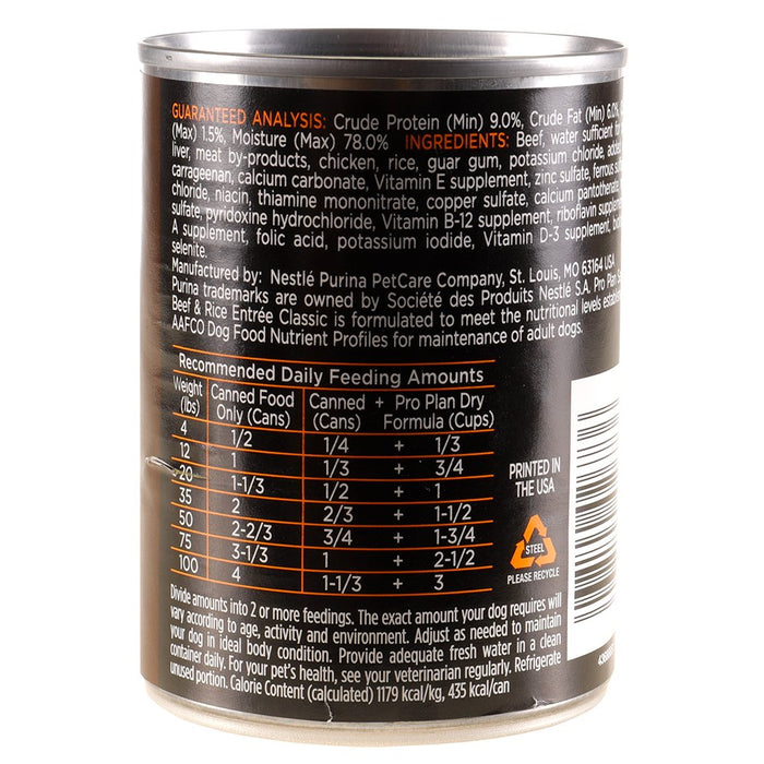 Purina Proplan Pro Plan Savor Beef and Rice Canned Dog Food 13oz