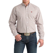 Men's White Plaid Button Shirt