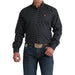 Men's Navy Circle Print Long Sleeve Button Shirt