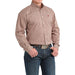 Men's Brown Diamond Print Long Sleeve Button Shirt