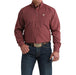 Men's Burgundy Stripe Long Sleeve Button Shirt
