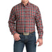 Men's Burgundy Plaid Long Sleeve Button Shirt