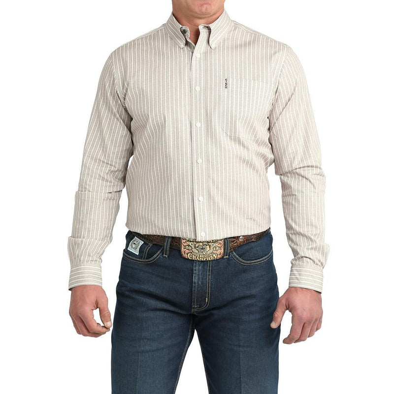 Men's Cream Stripe Modern Fit Shirt