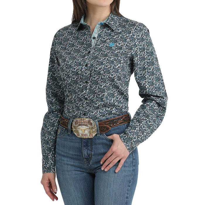 Women's Blue Paisley Print Shirt