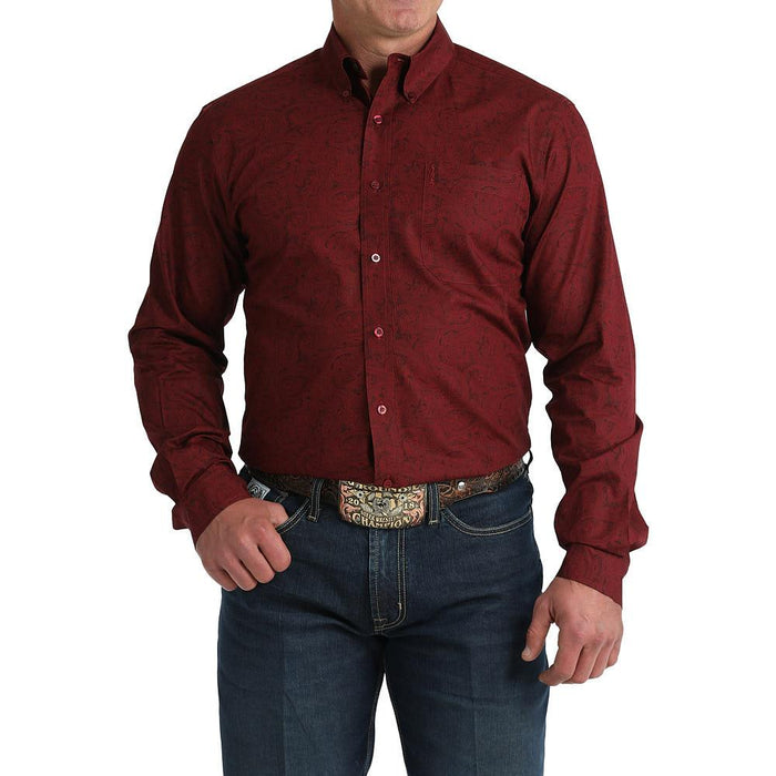 Men's Burgundy Paisley Modern Fit Shirt