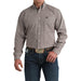 Men's Burgundy Print Long Sleeve Button Shirt