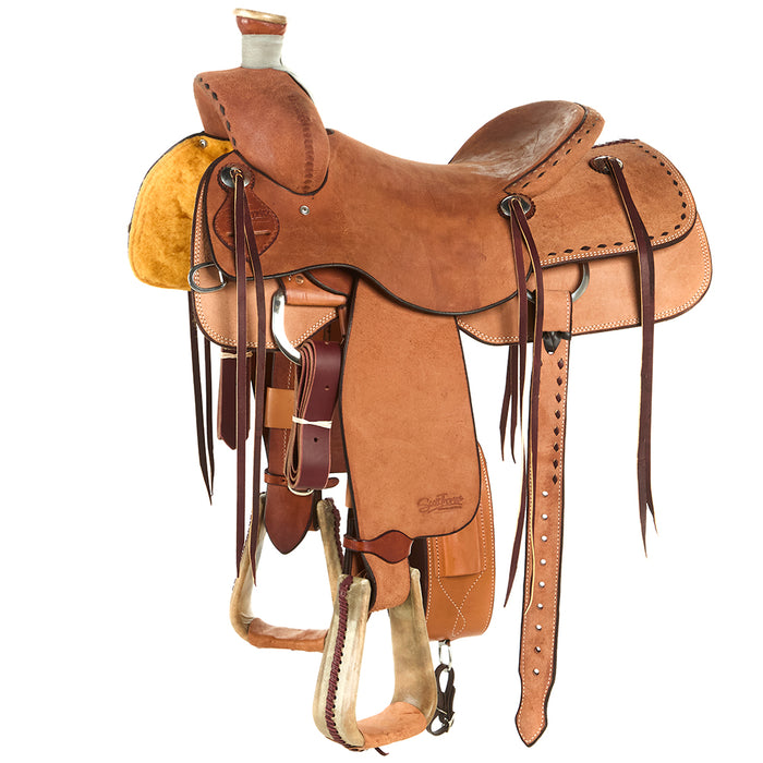 Natural Roughout Buckstitch 16in Tucson Rancher Saddle